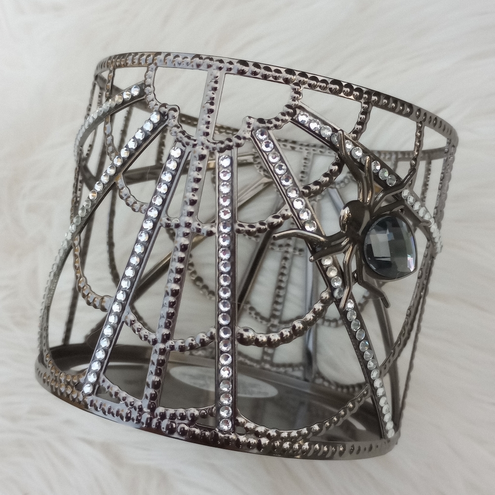 Bath & Body Works Halloween Spiderweb Rhinestone Metal Candle Holder